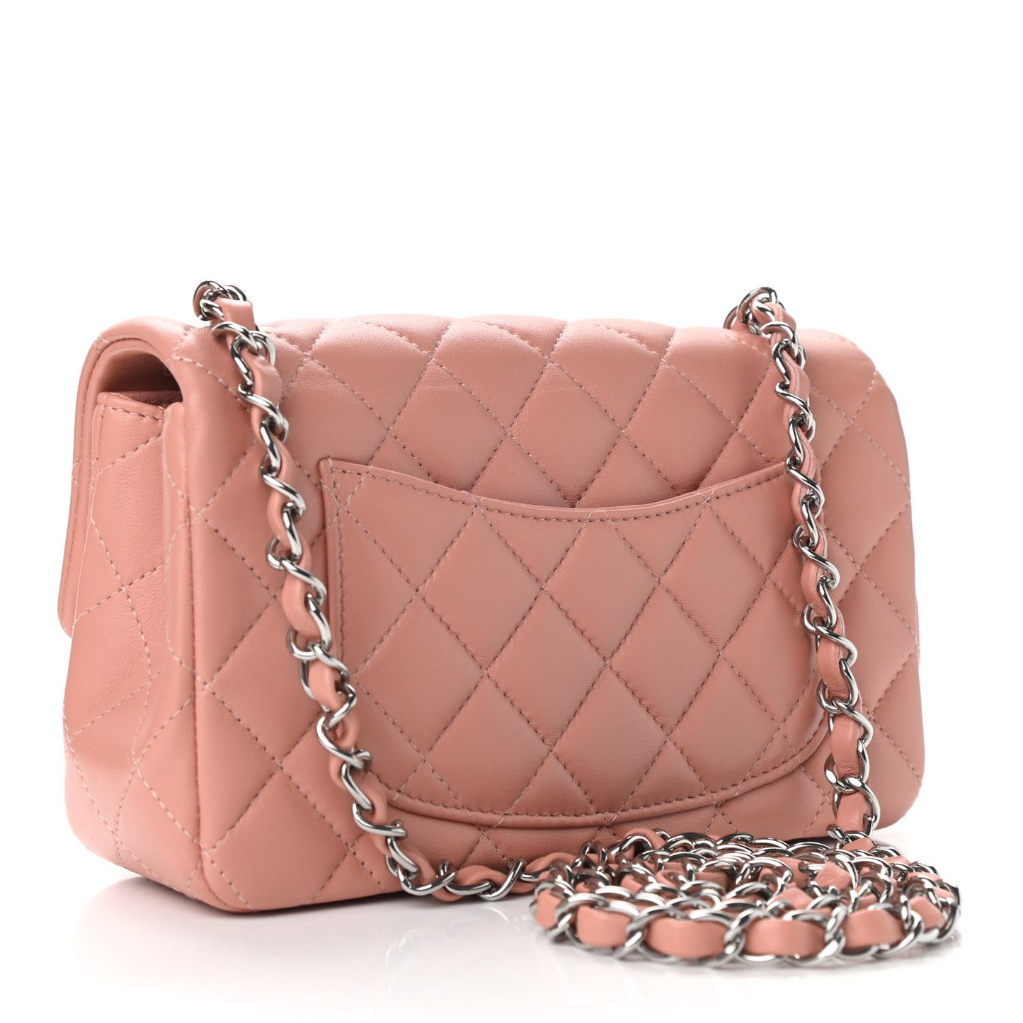Lambskin Quilted Mini Rectangular Flap Dark Pink