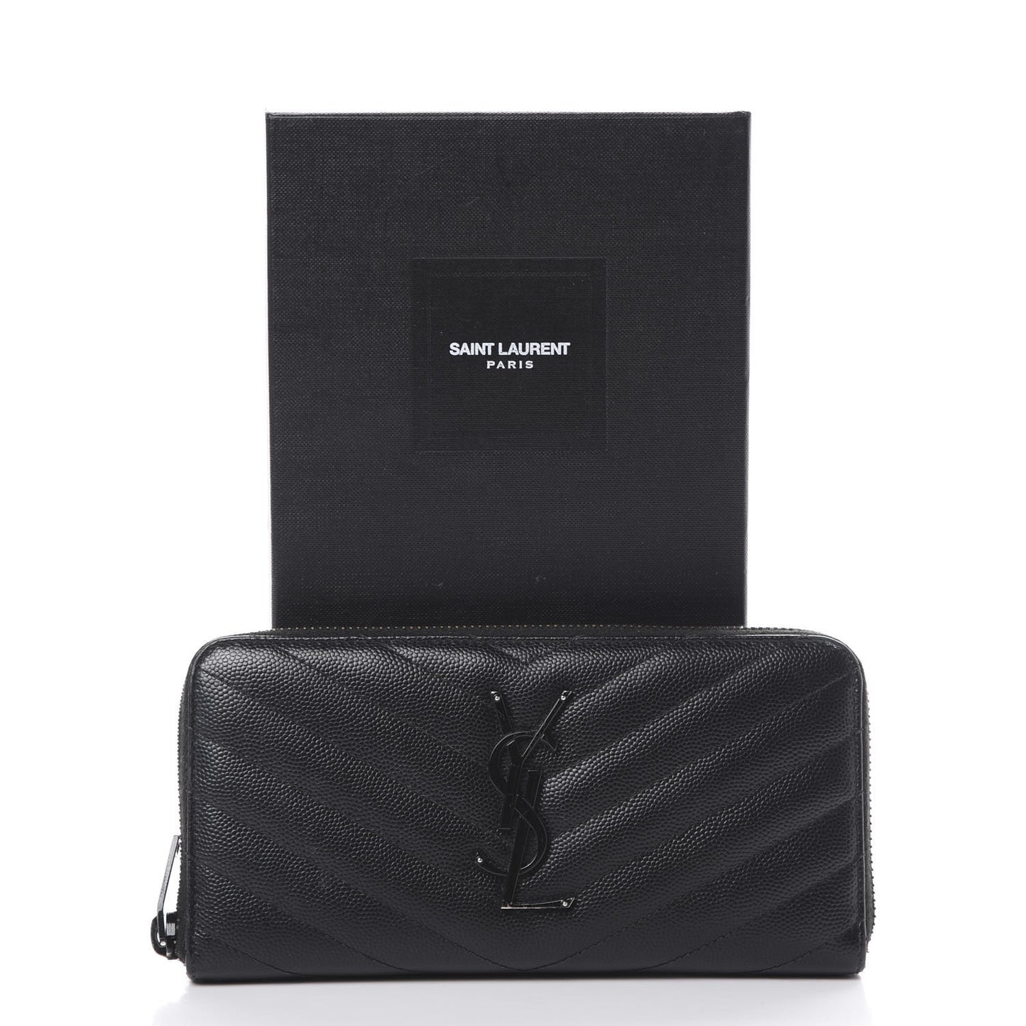 Grain De Poudre Matelasse Chevron Monogram Zip Around Wallet Black