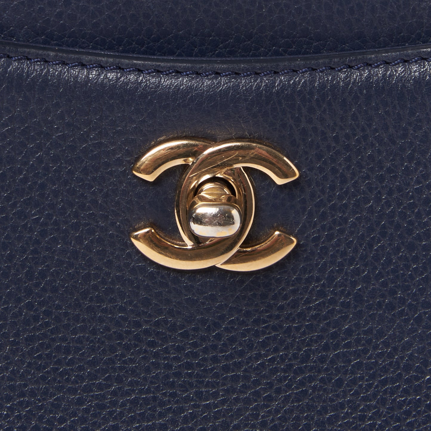 Grained Calfskin Small Neo Executive Shopper Tote Navy