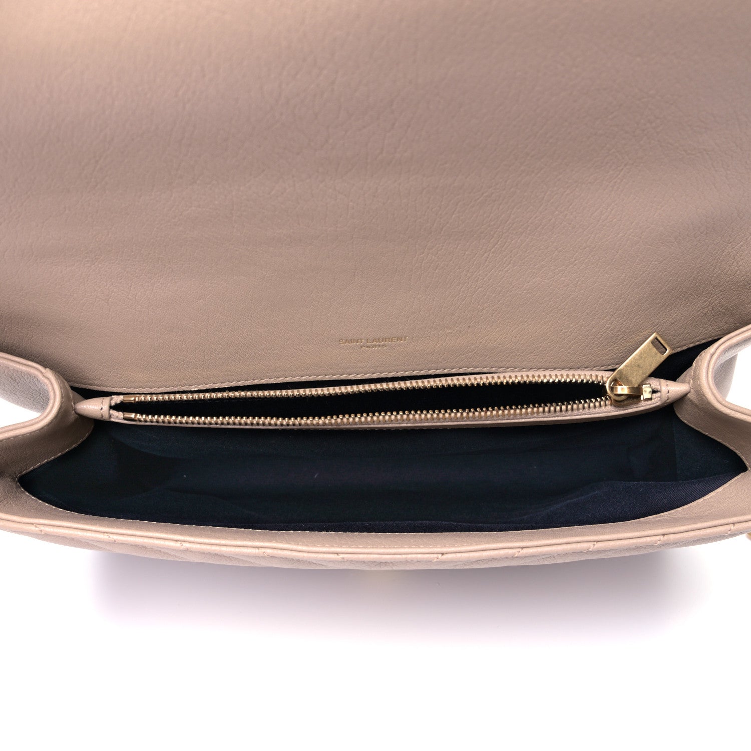 Saint Laurent Sheepskin Matelasse Chevron Monogram Large College Satchel Beige 4 of 5