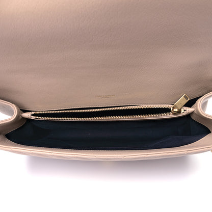 Saint Laurent Sheepskin Matelasse Chevron Monogram Large College Satchel Beige 4 of 5