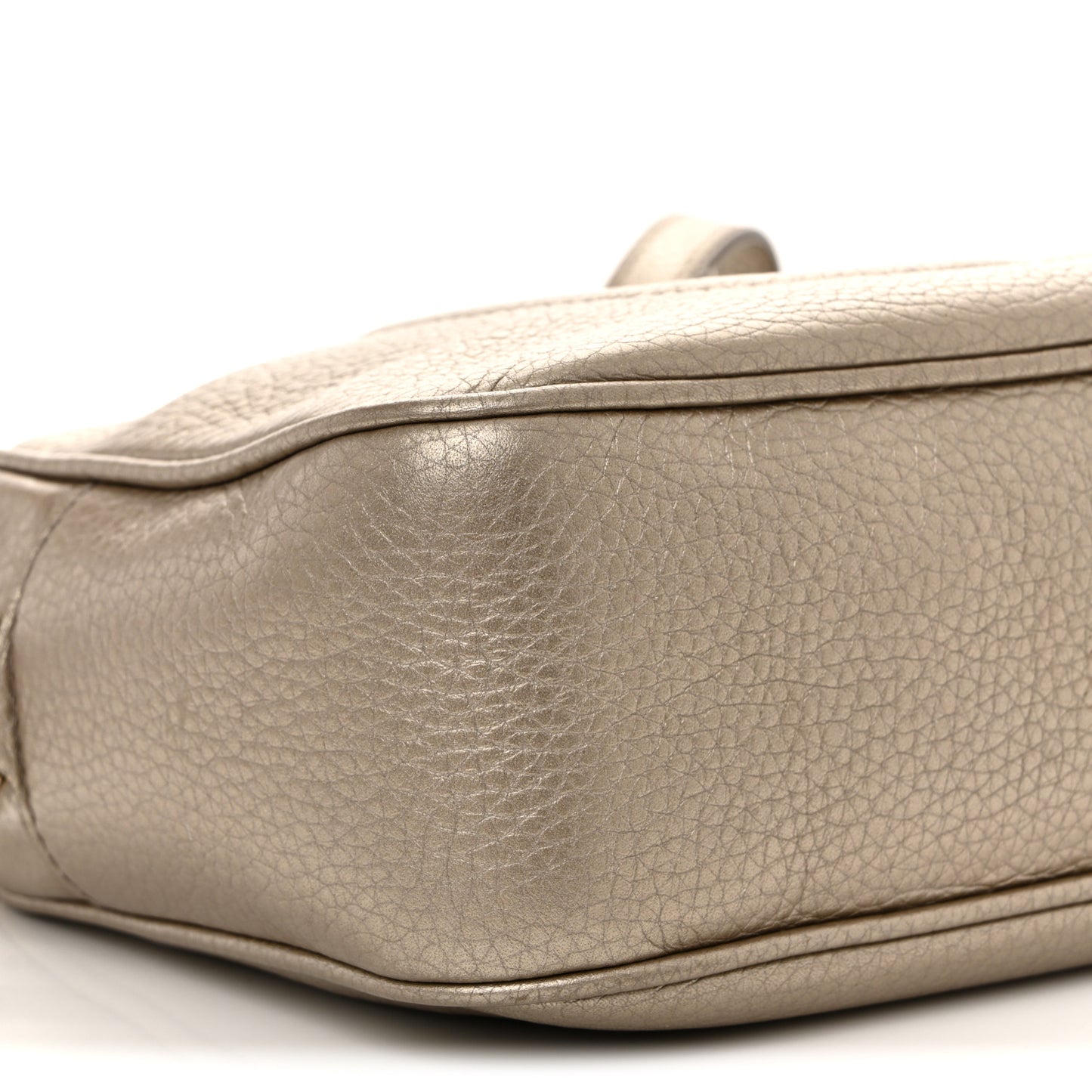 Metallic Pebbled Calfskin Small Soho Disco Bag Golden Beige