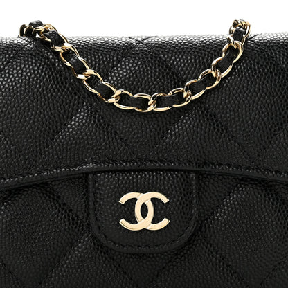 Chanel Caviar Quilted Flap Card Holder On Chain Black 9 of 13