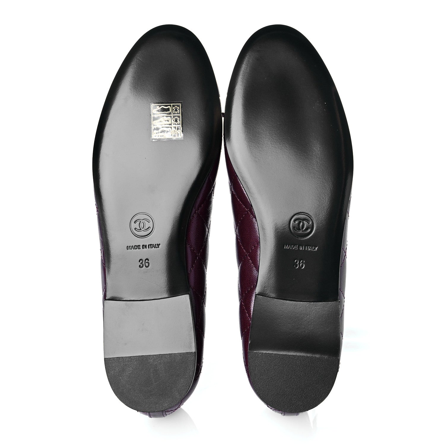 Chanel Crumpled Lambskin Quilted CC Cap Toe Ballerina Flats 36 Burgundy 6 of 10