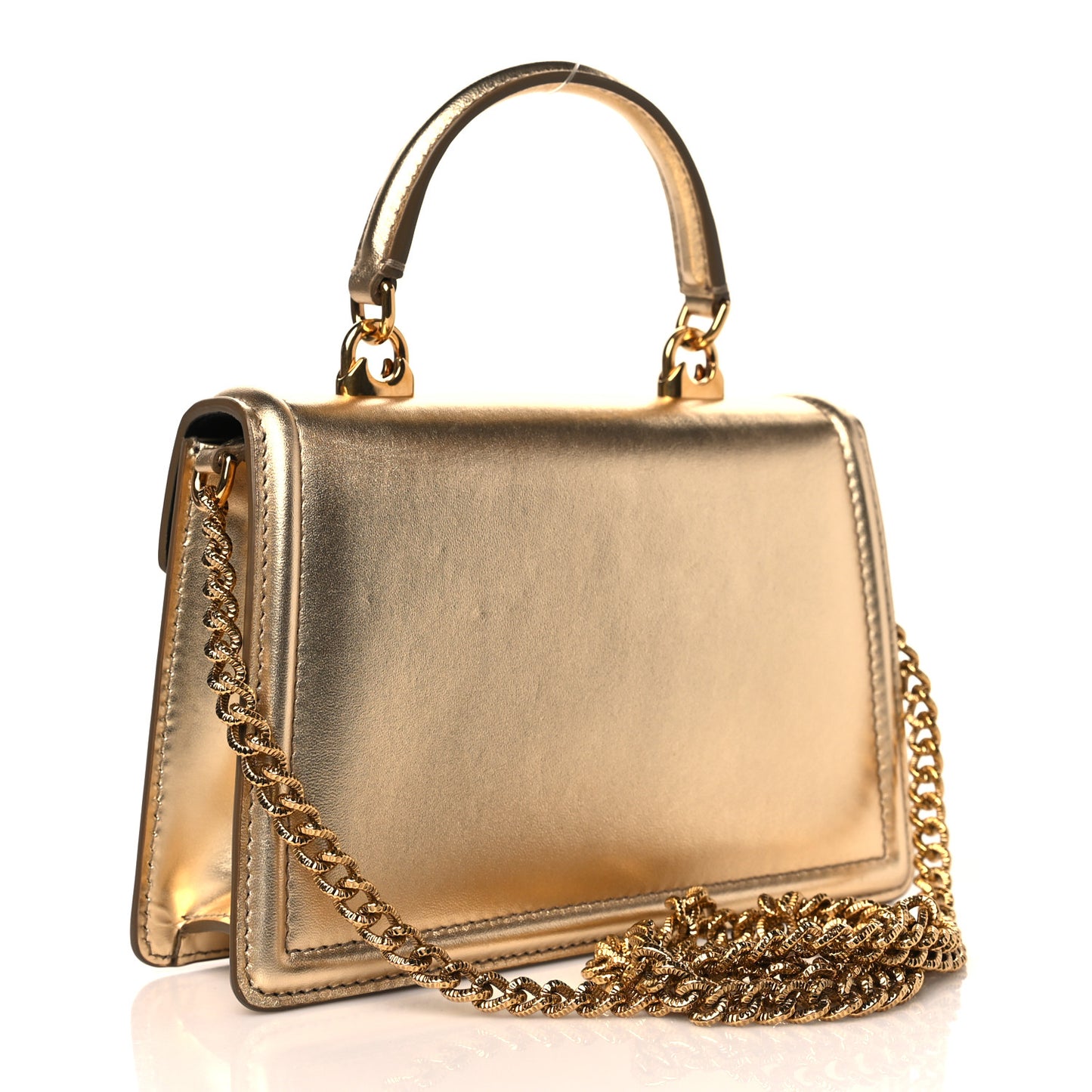 Smooth Calfskin Devotion Envelope Top Handle Bag Gold