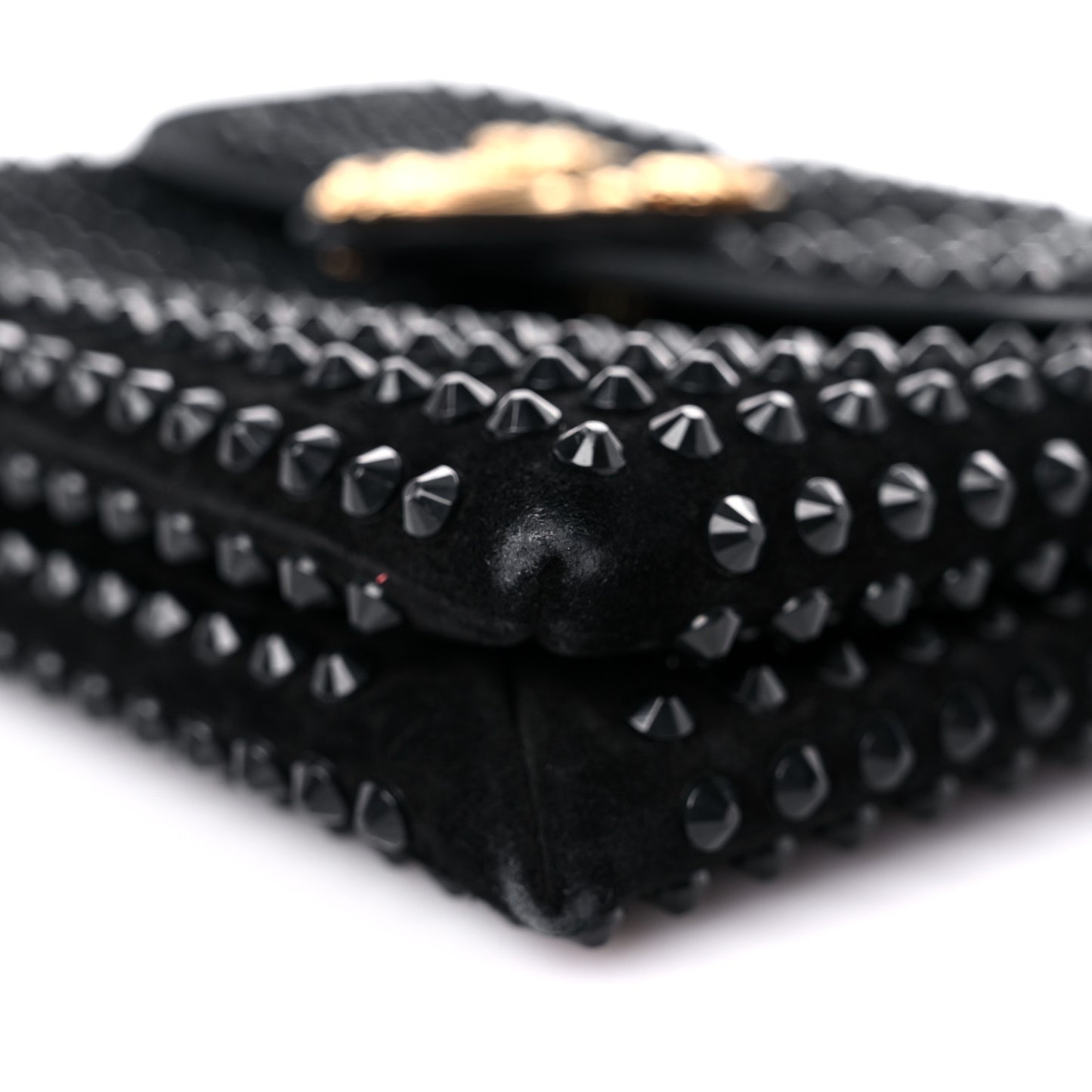 Suede Studded Virtus Chain Clutch Black