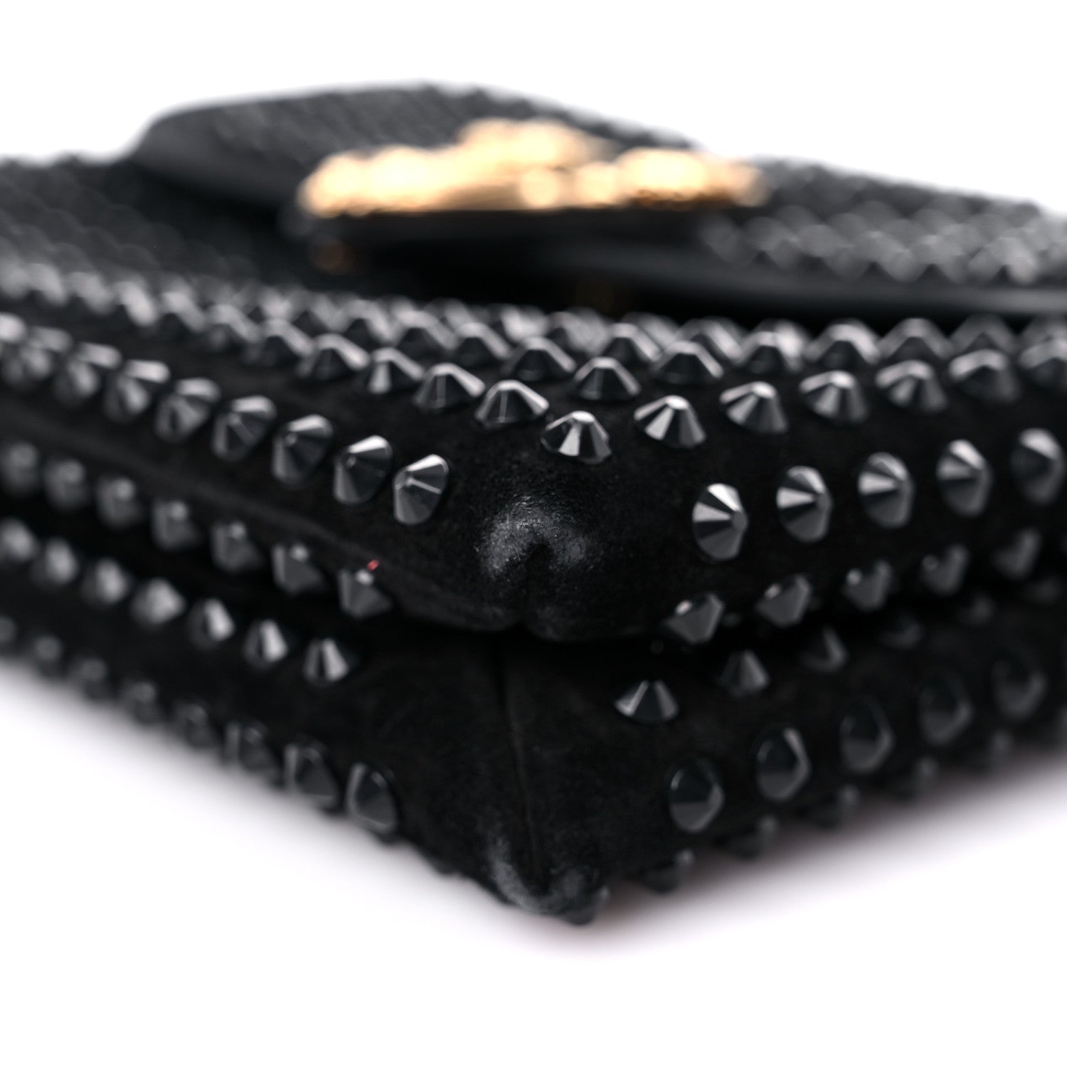 Versace Suede Studded Virtus Chain Clutch Black 8 of 15