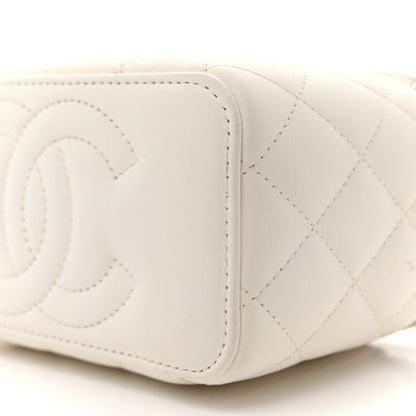 Chanel Lambskin Quilted Pearl Crush Small Vanity Case With Chain White 10 of 13