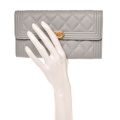 Chanel Caviar Quilted Boy Flap Wallet Grey 2 of 9
