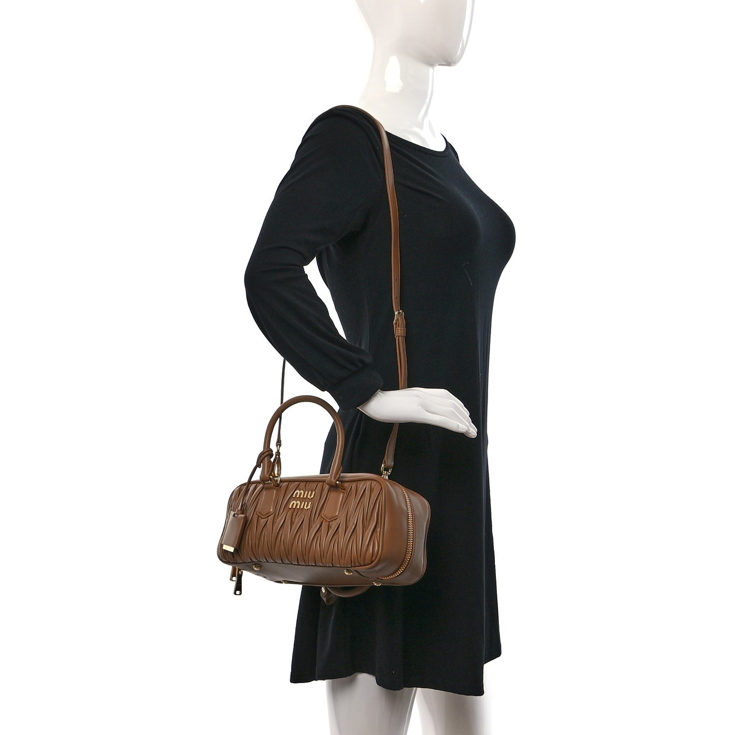 Nappa Matelasse Large Arcadie Top Handle Bag Caramel