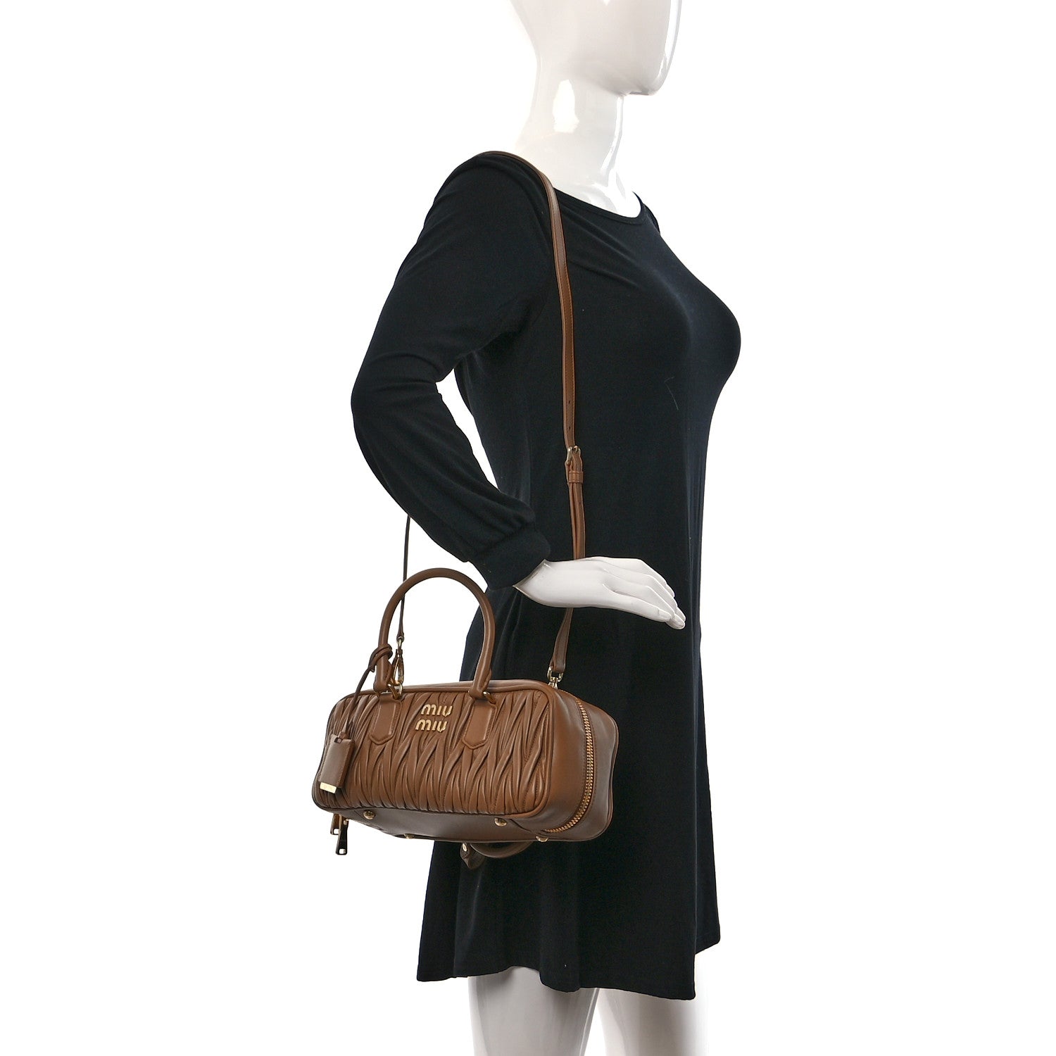 Miu Miu Nappa Matelasse Large Arcadie Top Handle Bag Caramel 2 of 8