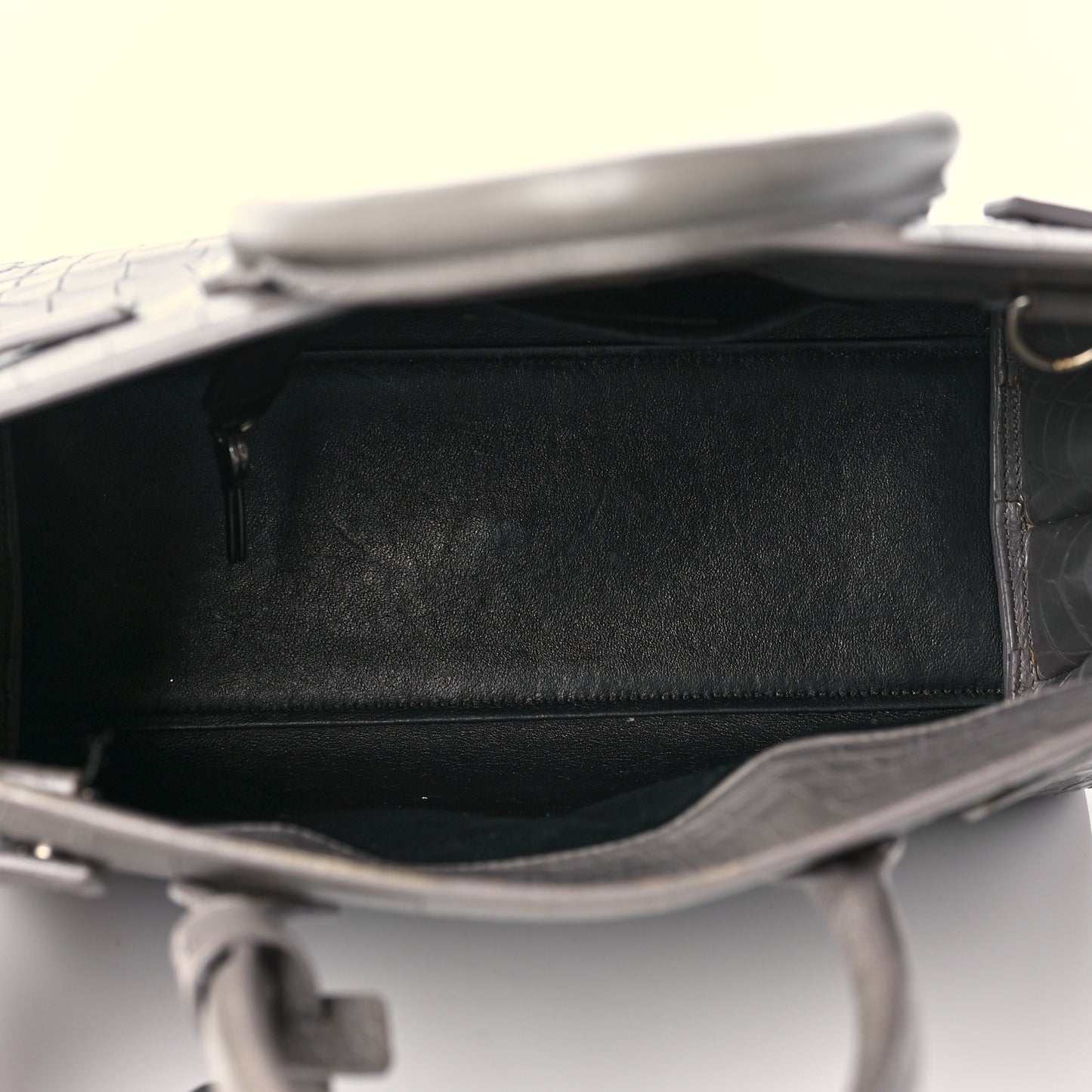 Calfskin Crocodile Embossed Baby Sac De Jour Fog