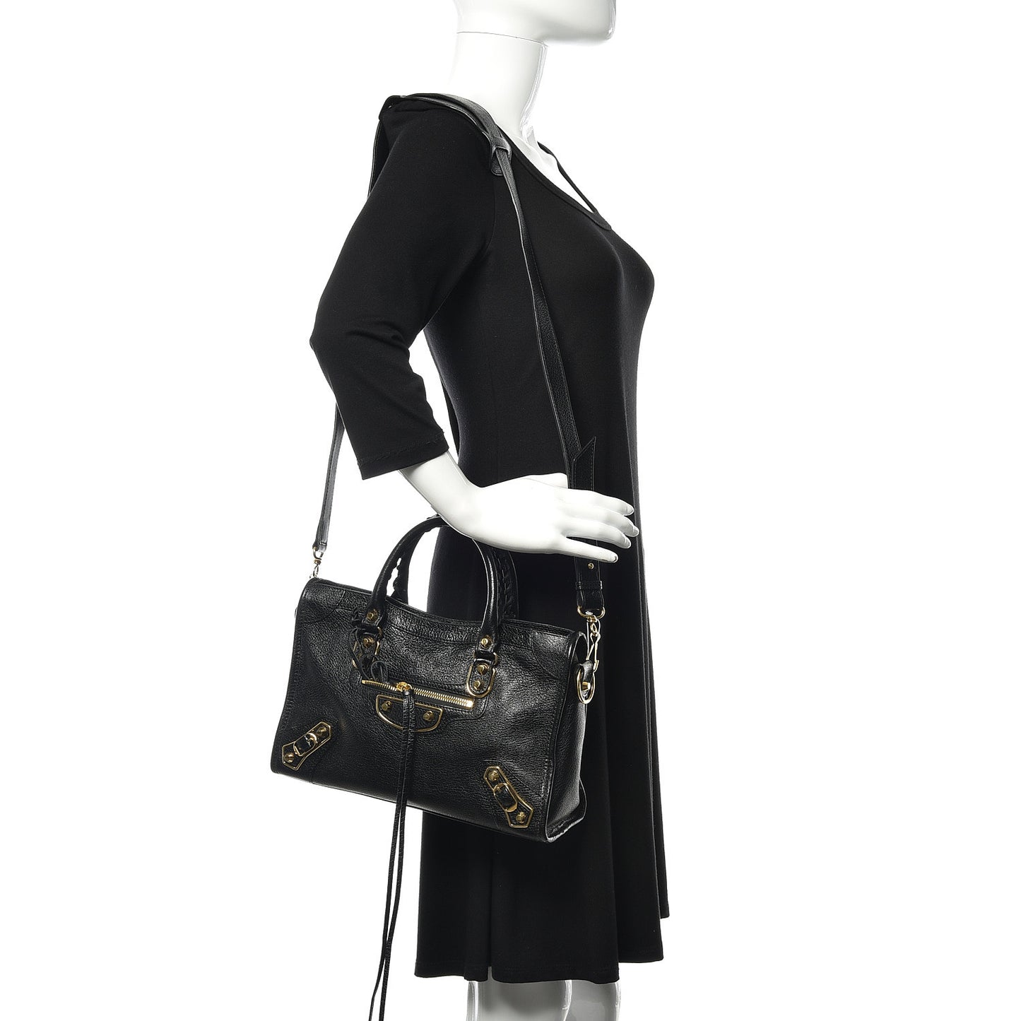 Chevre Gold Metallic Edge Hardware S City Black