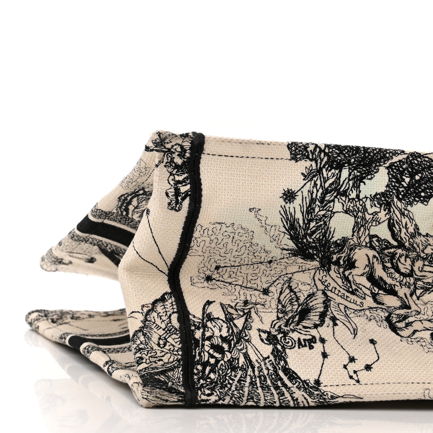 Christian Dior Canvas Embroidered Large Zodiac Toile De Jouy Book Tote Latte 8 of 11