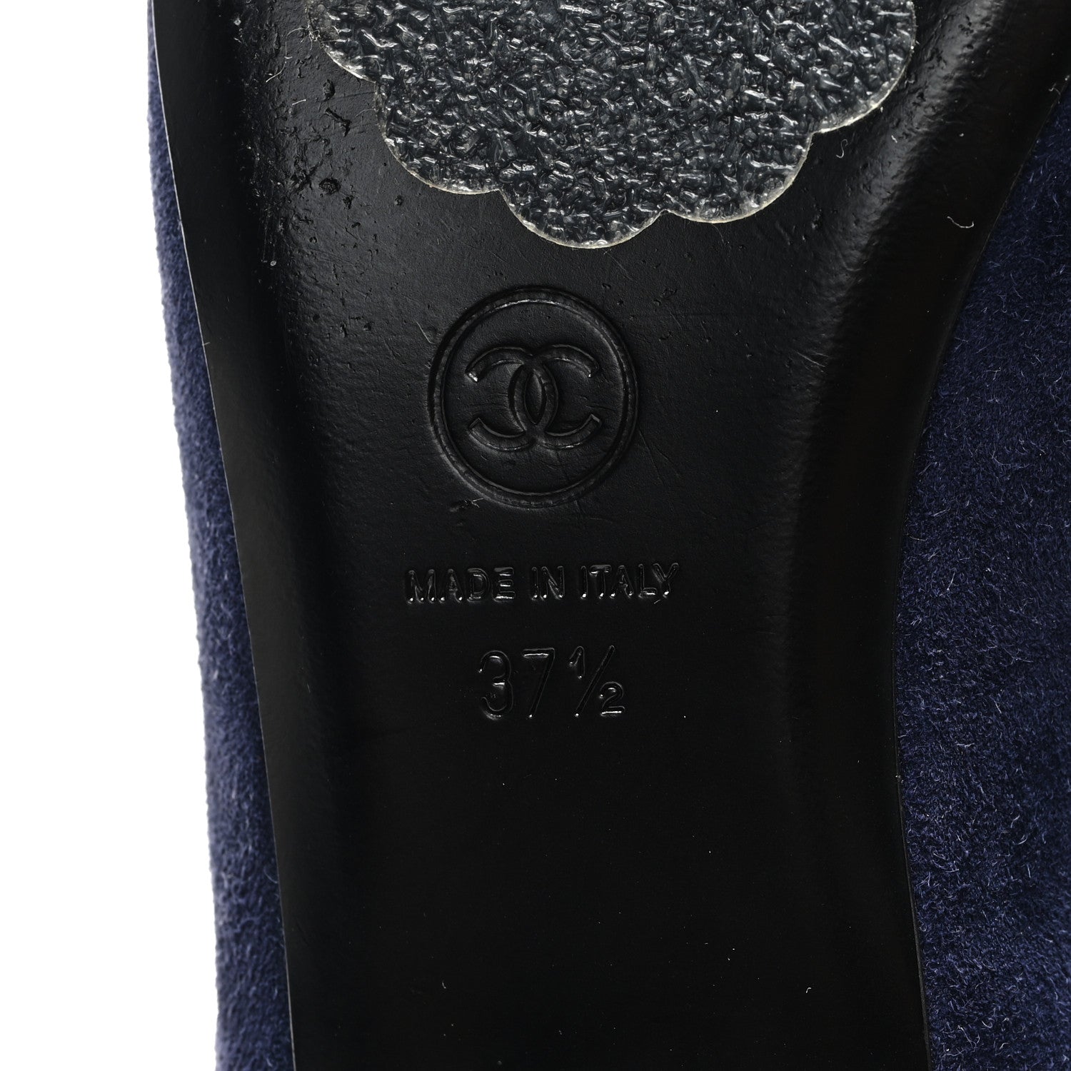 Chanel Suede Calfskin Grosgrain Crystal CC Star Mules  37.5 Blue Black 7 of 9