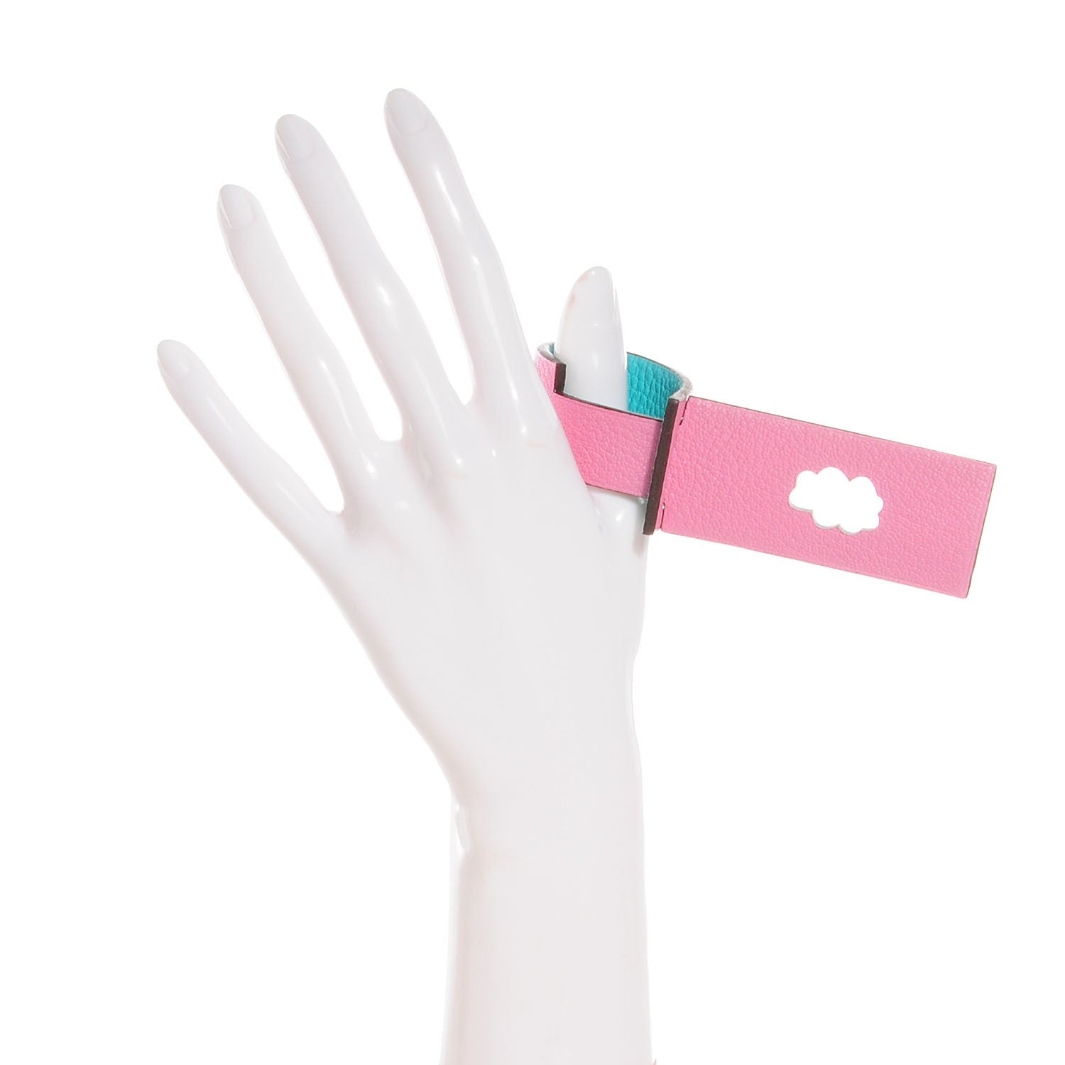 Hermes Togo Chevre Mysore Petit H Luggage Tag Rose Confetti Lagon 2 of 6