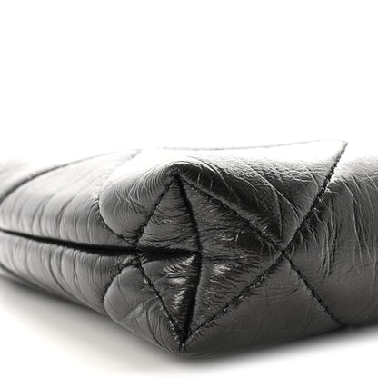 Chanel Shiny Aged Lambskin Quilted Kiss Lock Clutch With Chain Black 9 of 10
