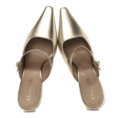 Christian Dior Laminated Lambskin Captured Mules 39.5 Pale Gold 2 of 10