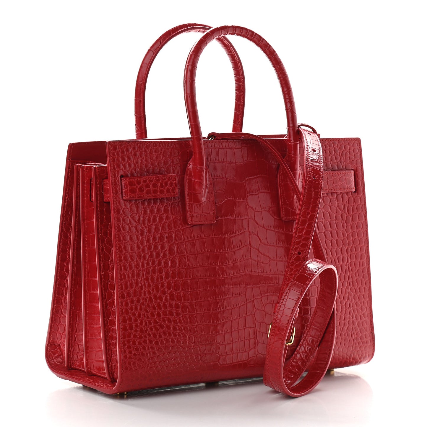 Calfskin Crocodile Embossed Baby Sac De Jour Red