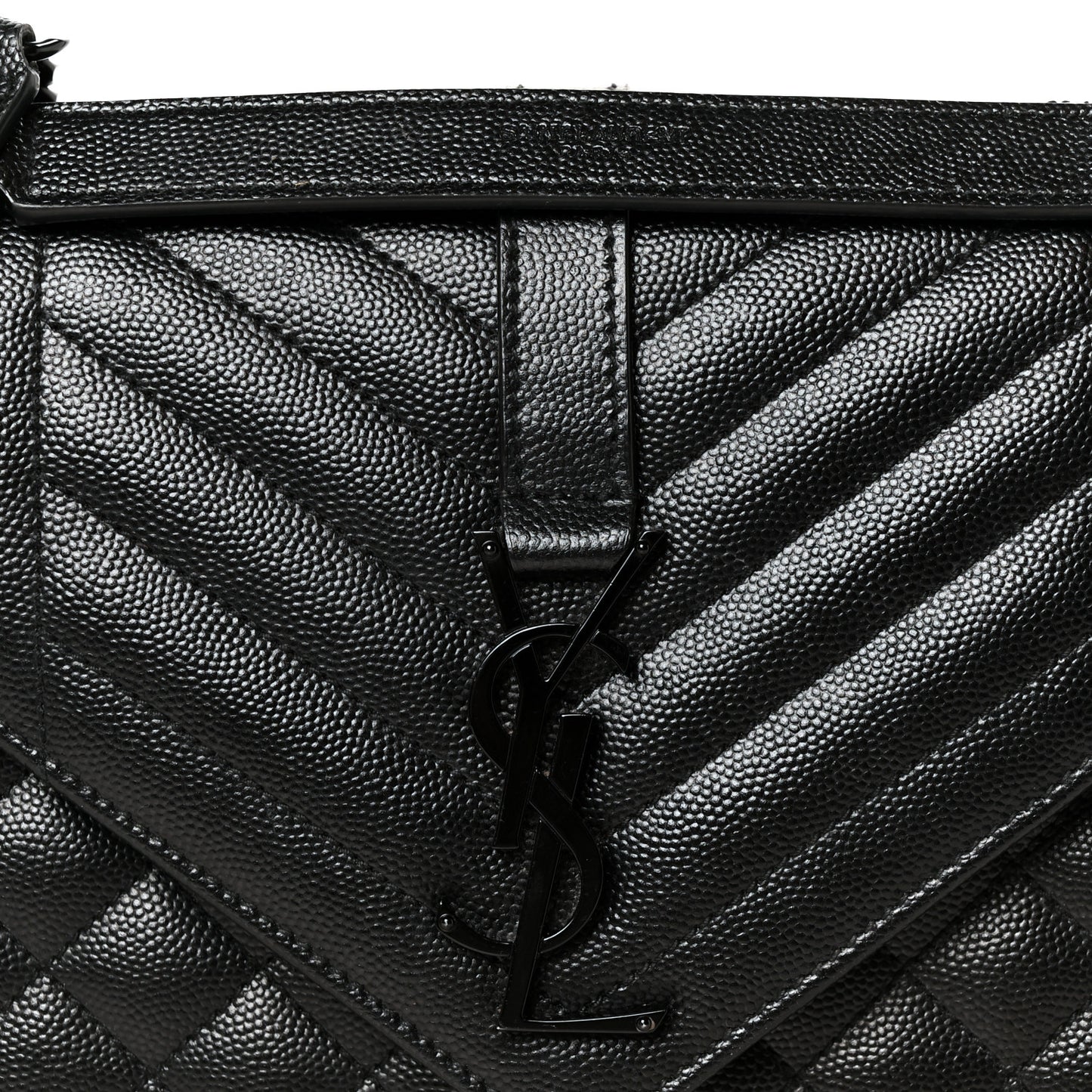 Grain De Poudre Textured Mixed Matelasse Triquilt Medium Monogram Monochrome Satchel Black