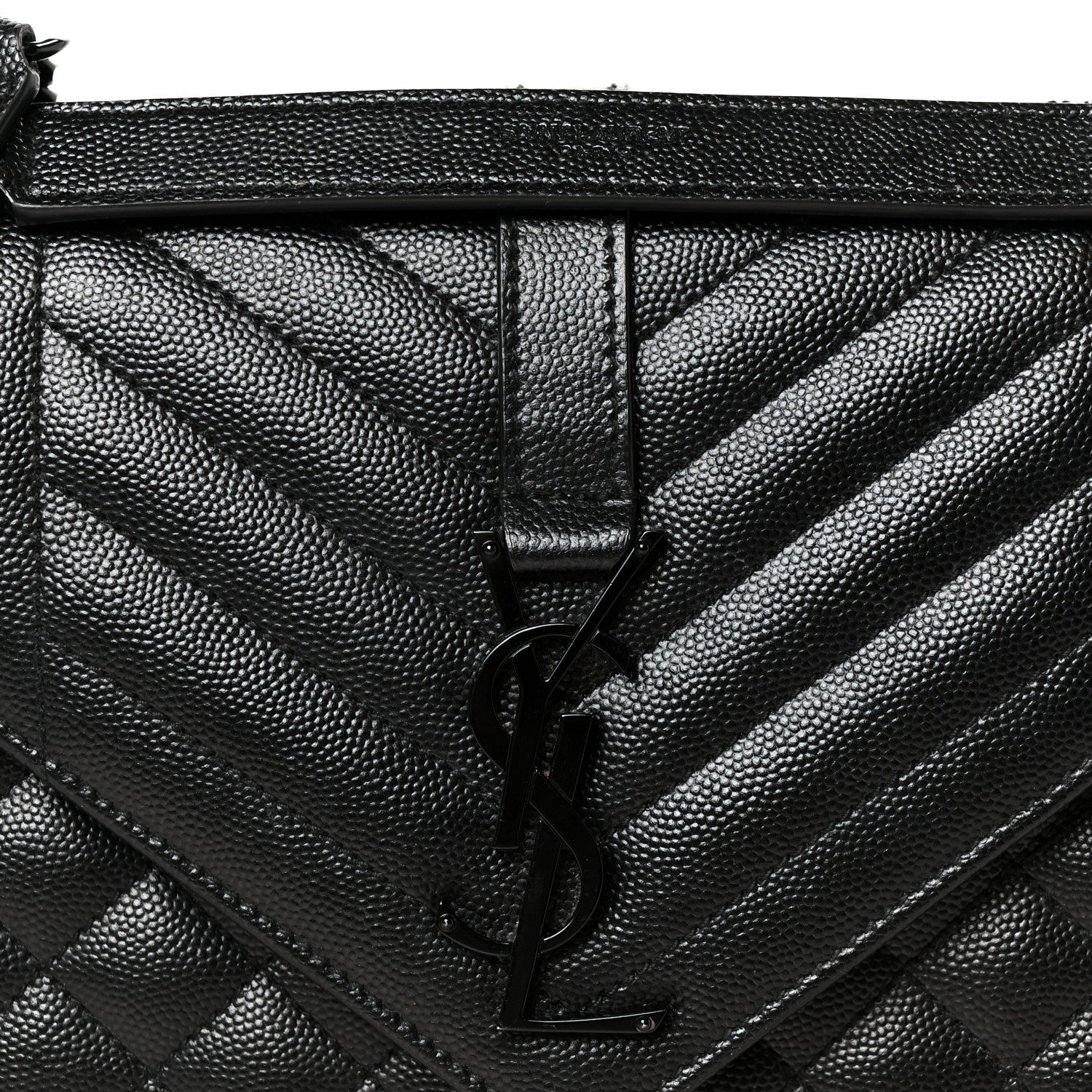 Saint Laurent Grain De Poudre Textured Mixed Matelasse Triquilt Medium Monogram Monochrome Satchel Black 9 of 12
