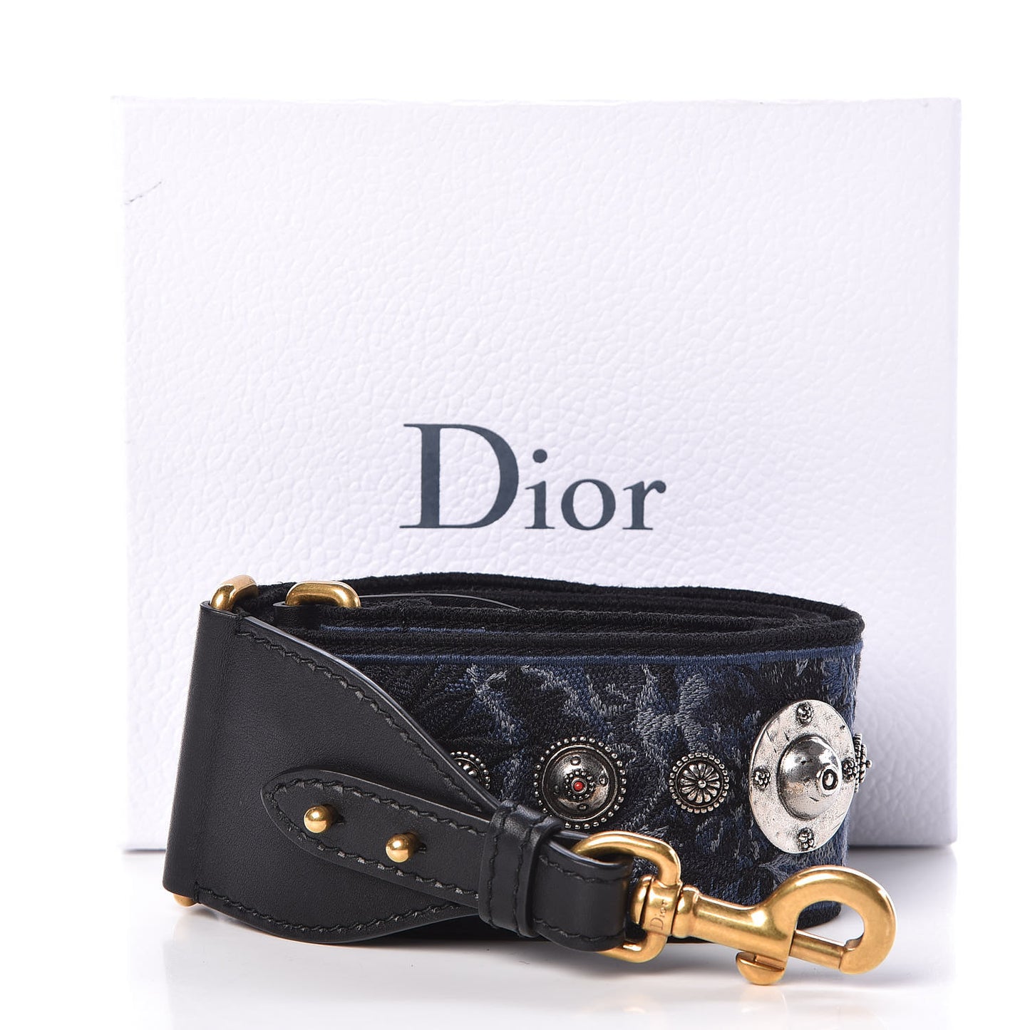Canvas Embroidered Studded KaleiDiorscopic Adjustable Shoulder Strap Blue