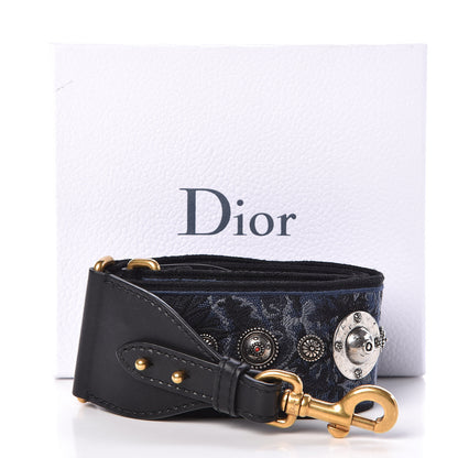 Christian Dior Canvas Embroidered Studded KaleiDiorscopic Adjustable Shoulder Strap Blue 4 of 4