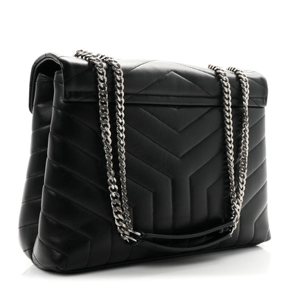 Saint Laurent Calfskin Y Quilted Monogram Medium Loulou Chain Satchel Black 3 of 10