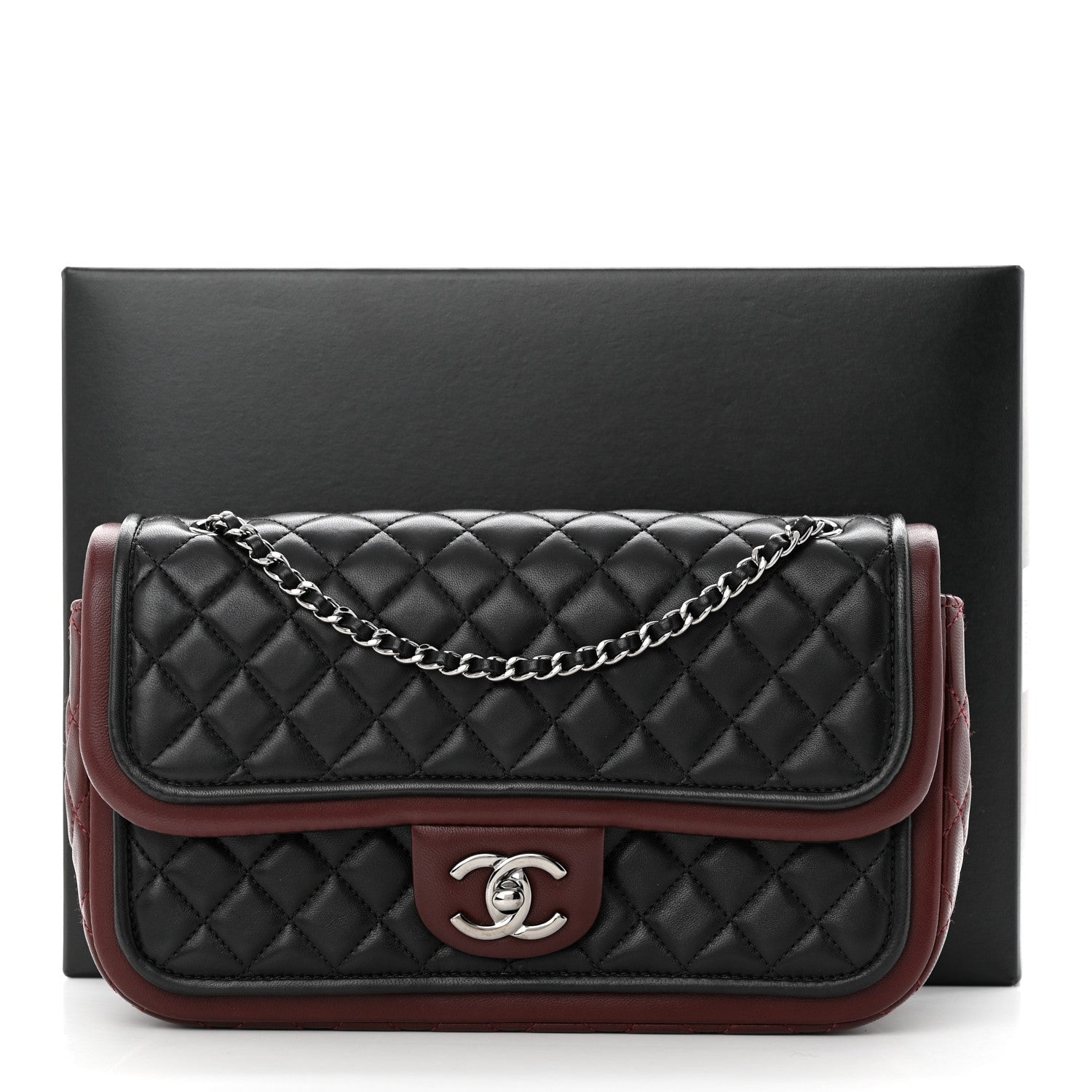 Chanel Lambskin Quilted Classic Twist Flap Bag Black Bordeaux Black Bordeaux 11 of 11