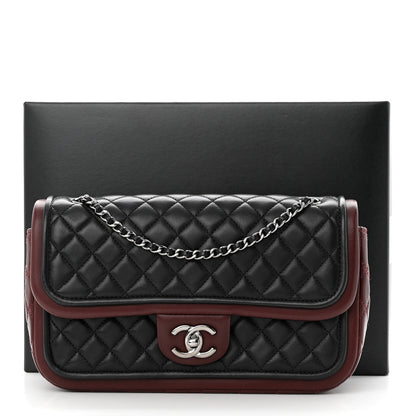 Chanel Lambskin Quilted Classic Twist Flap Bag Black Bordeaux Black Bordeaux 11 of 11