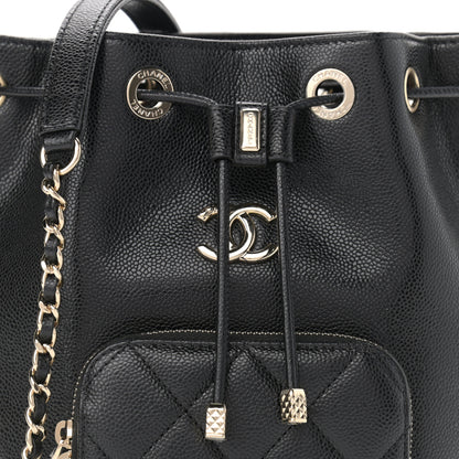 Chanel Caviar Quilted CC Pocket Bucket Bag Black 8 of 11