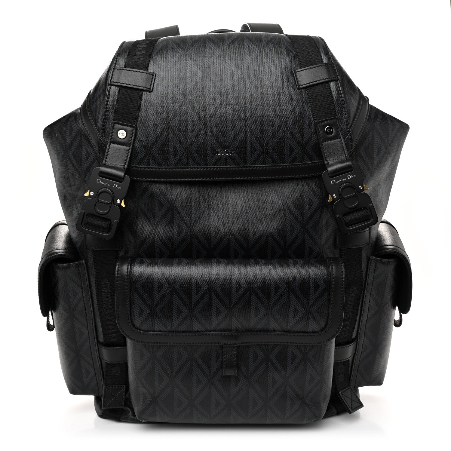 Christian Dior Canvas CD Diamond Hit The Road Backpack Black 1 of 9