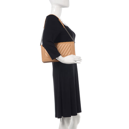 Chanel Calfskin Chevron Quilted Boy Convertible Clutch Flap Beige 2 of 16