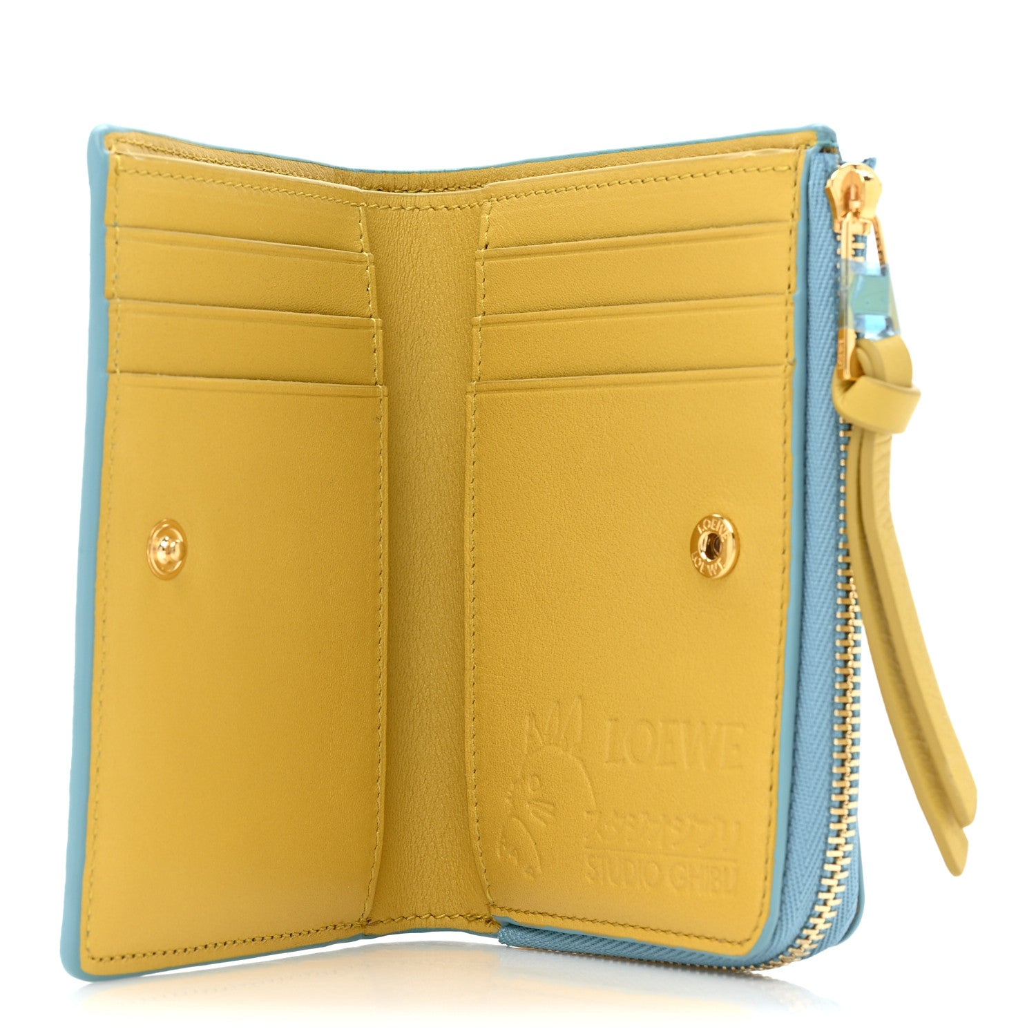 Loewe X HOWLS MOVING CASTLE Calfskin Heen Compact Zip Wallet Light Blue 5 of 12