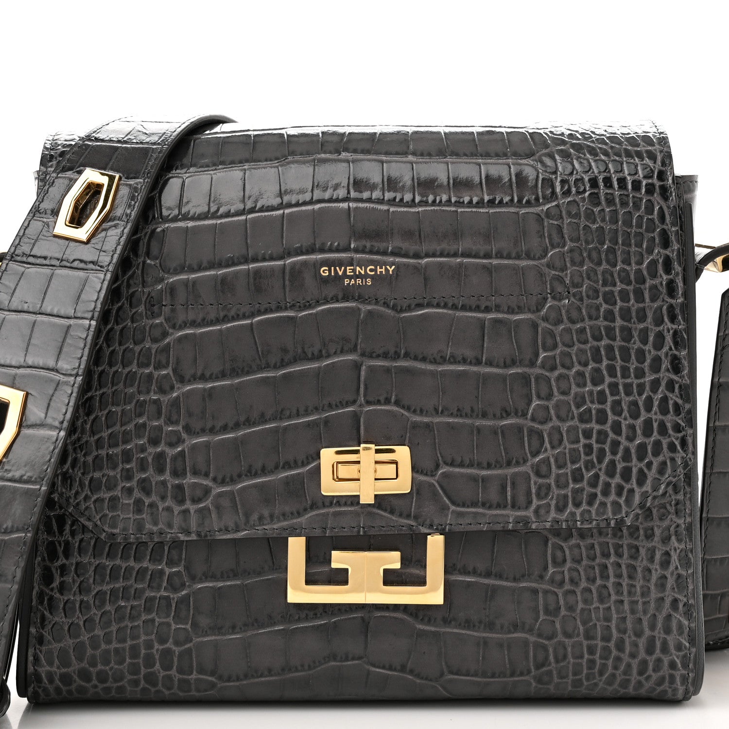 Givenchy Calfskin Crocodile Embossed Medium Eden Storm Grey 7 of 9