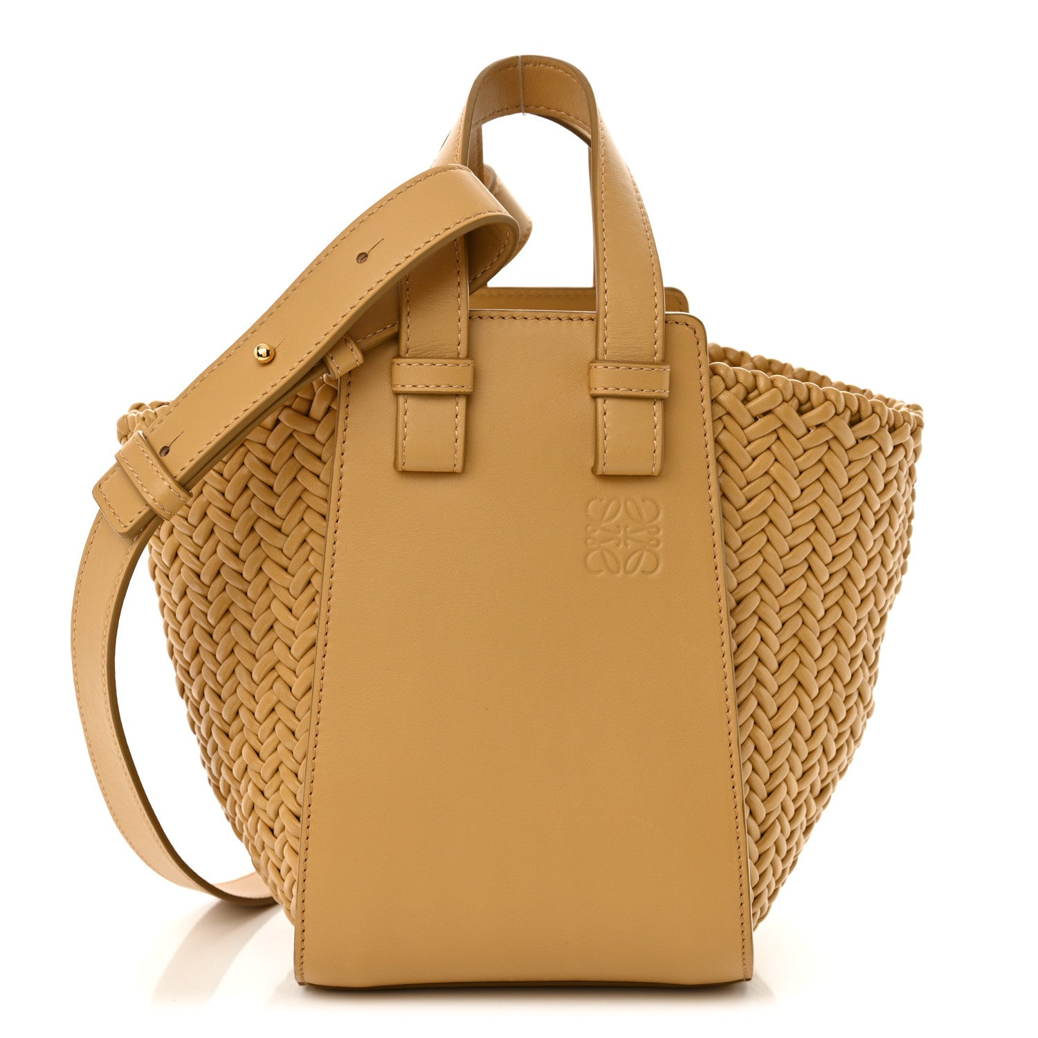 Loewe Calfskin Woven Compact Hammock Shoulder Bag Sahara 1739032