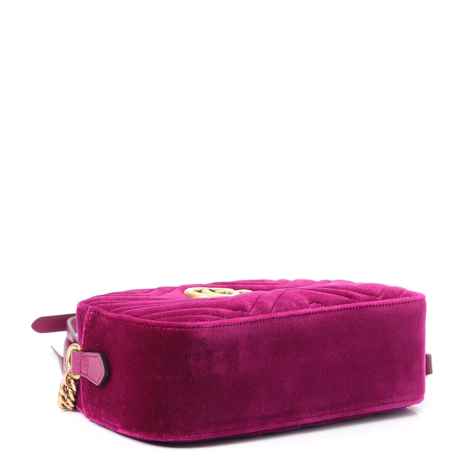 Gucci Velvet Matelasse Small GG Marmont Chain Shoulder Bag Fuchsia Violet Cyclamen 4 of 9
