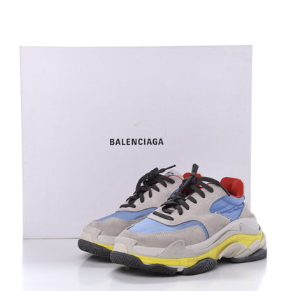 Balenciaga Nylon Suede Womens Triple S 2.0 Sneakers 38 Gris Bleu Rouge 9 of 9