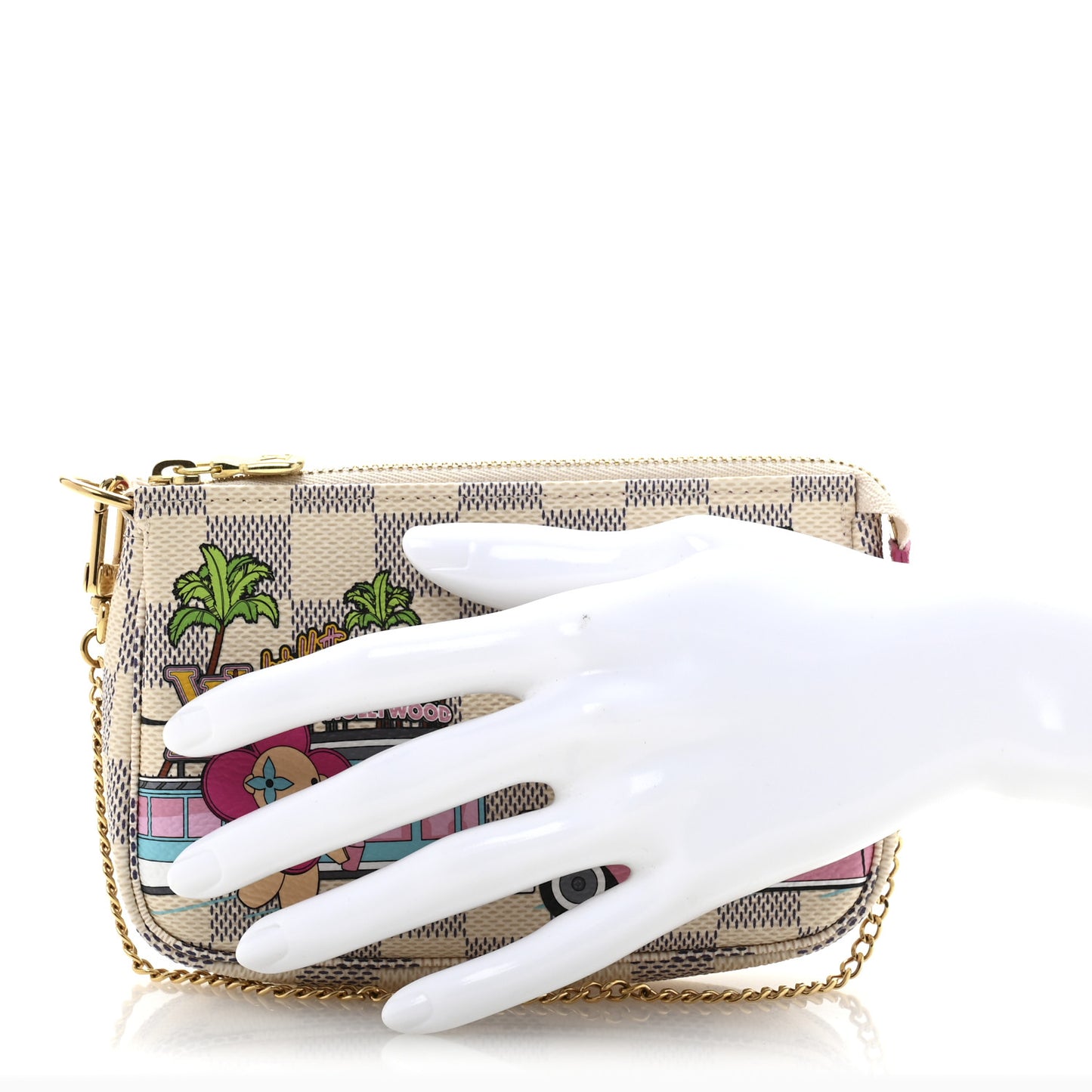 Damier Azur 2021 Christmas Animation Hollywood Mini Pochette Accessories Fuchsia