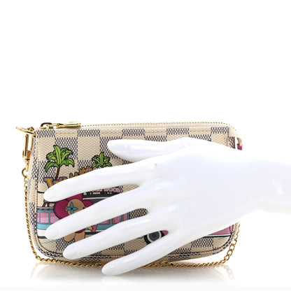 Louis Vuitton Damier Azur 2021 Christmas Animation Hollywood Mini Pochette Accessories Fuchsia 2 of 8