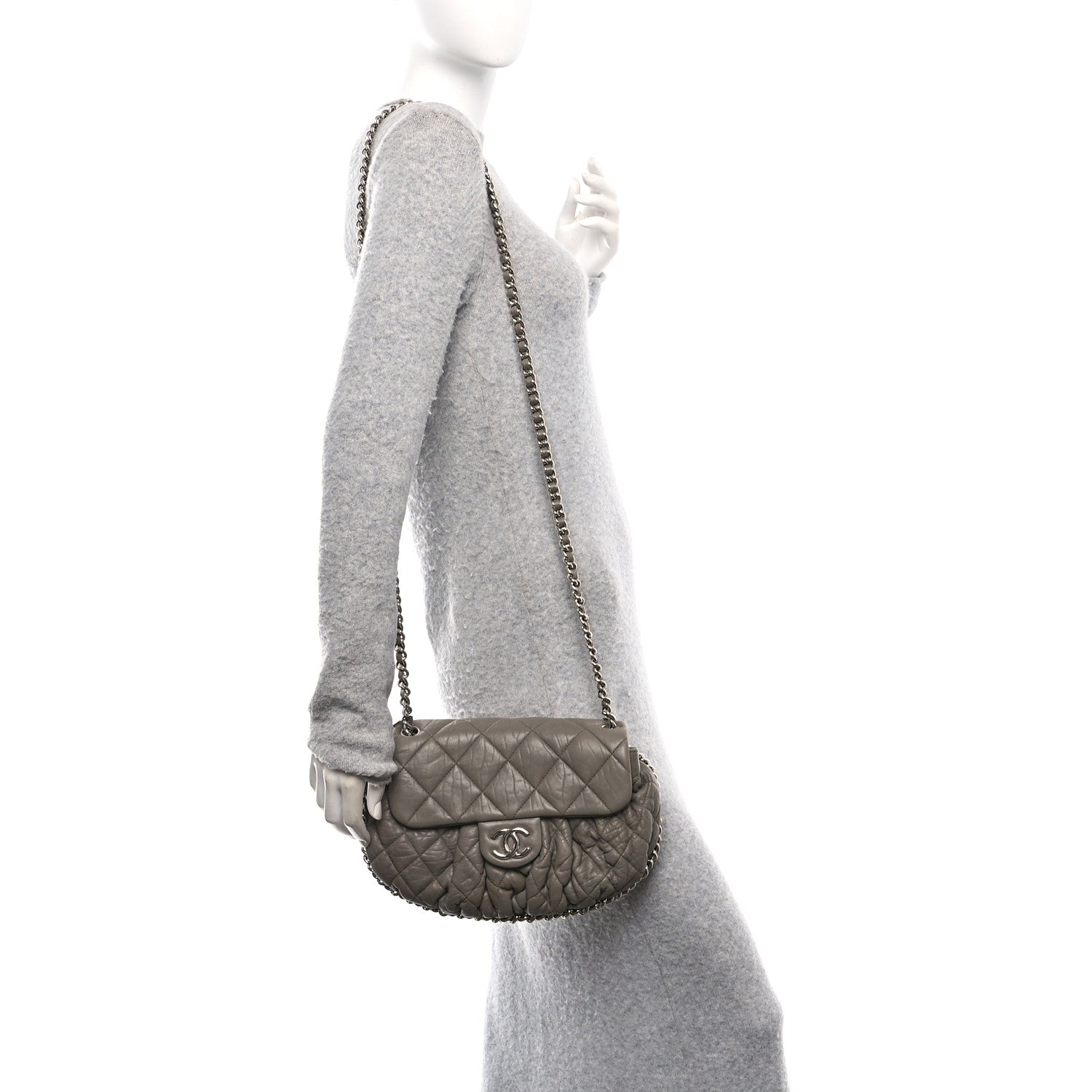 Chanel Washed Lambskin Quilted Medium Chain Around Messenger Taupe 2 of 10