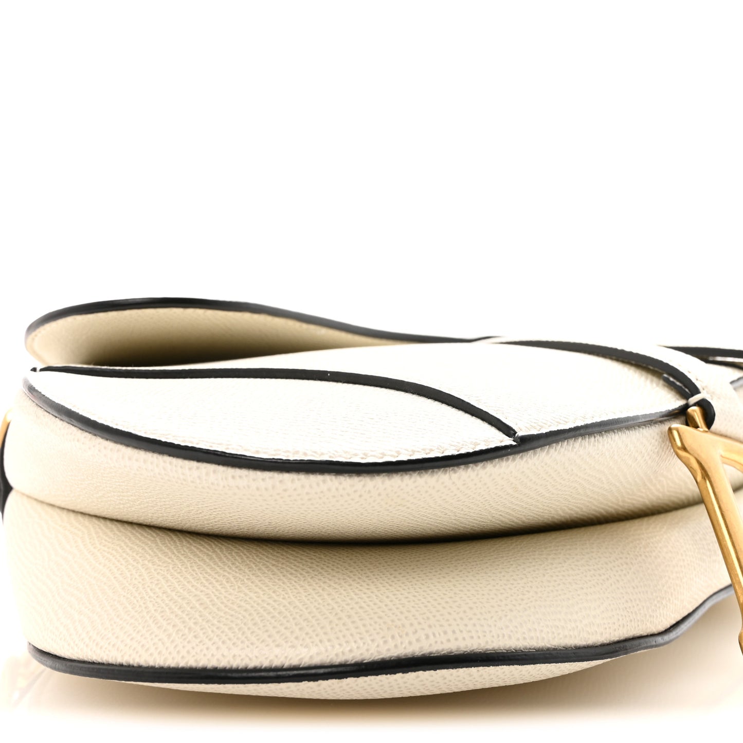 Grained Calfskin Saddle Bag White