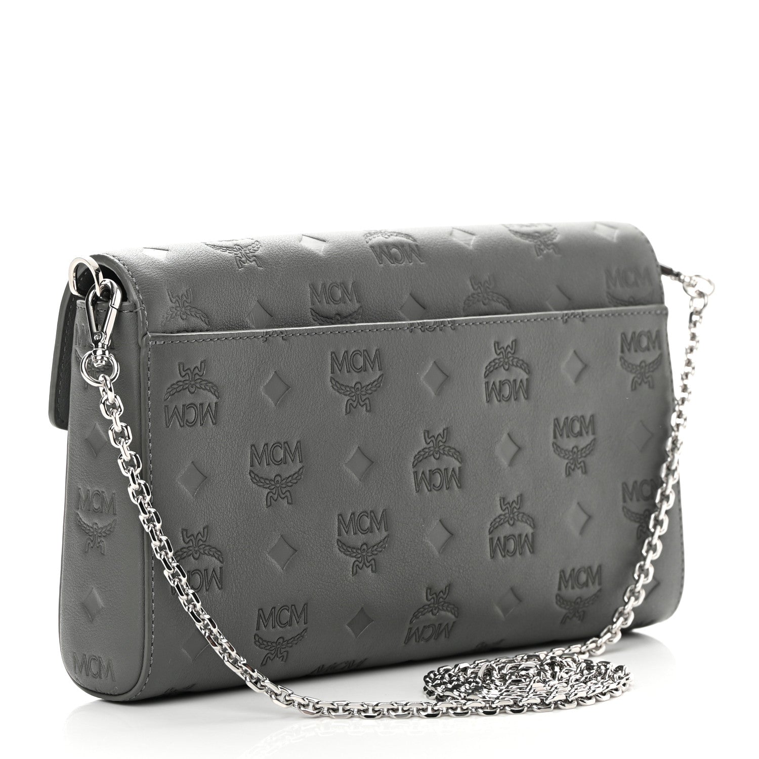 MCM Calfskin Ottomar Monogram Medium Millie Crossbody Bag Charcoal 2 of 12