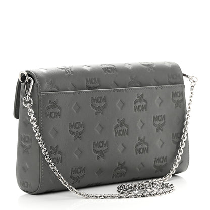 MCM Calfskin Ottomar Monogram Medium Millie Crossbody Bag Charcoal 2 of 12