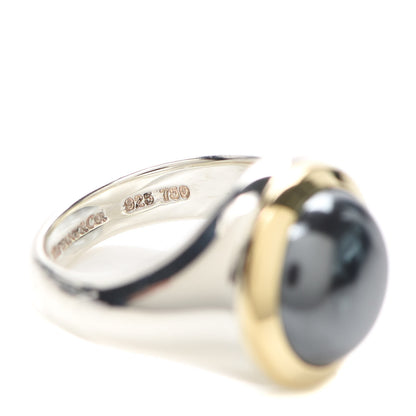 Tiffany Sterling Silver 18K Yellow Gold Hematite Ring 48 4.5 8 of 14