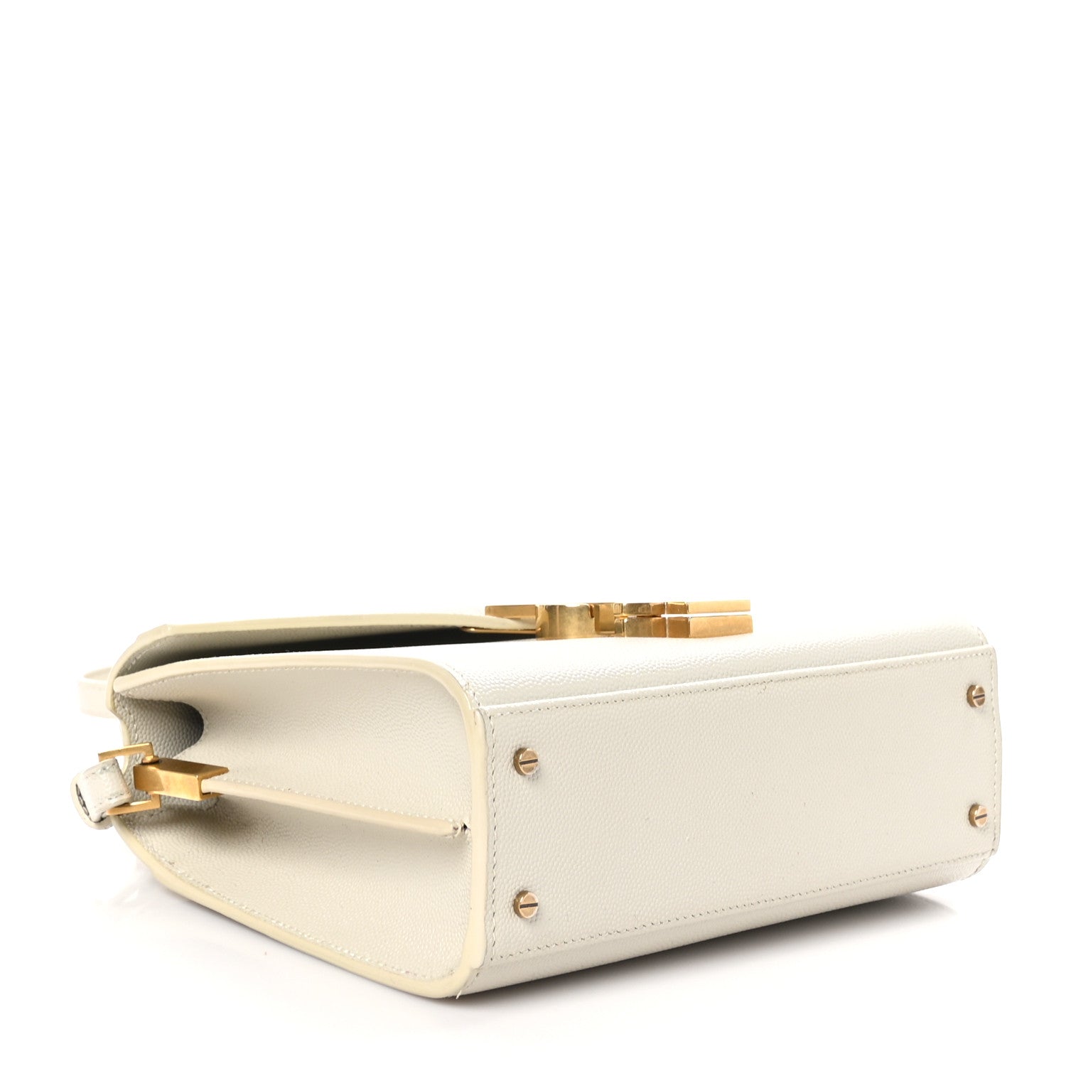 Saint Laurent Grain de Poudre Mini Classic Monogram Cassandra Top Handle Vintage White 4 of 11