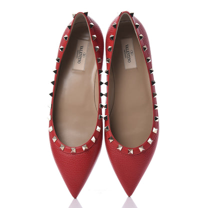 Valentino Garavani Pebbled Calfskin Rockstud Ballerina Flats 40 Rock Pink 5 of 12
