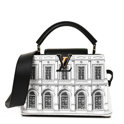 Louis Vuitton X FORNASETTI Calfskin Architettura Capucines BB Black White 1 of 7
