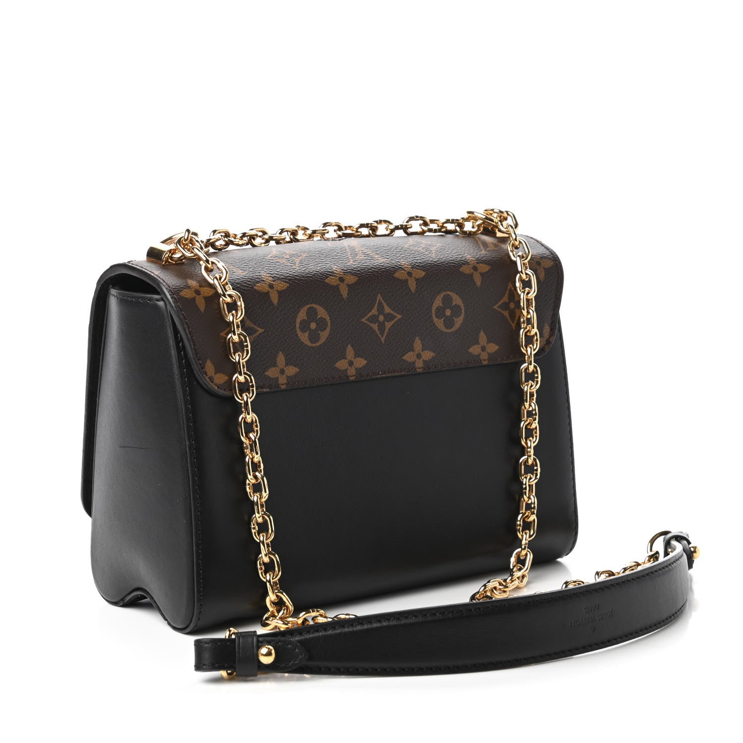 Louis Vuitton Veau Satin Monogram Twist Shoulder Bag MM Black 3 of 11