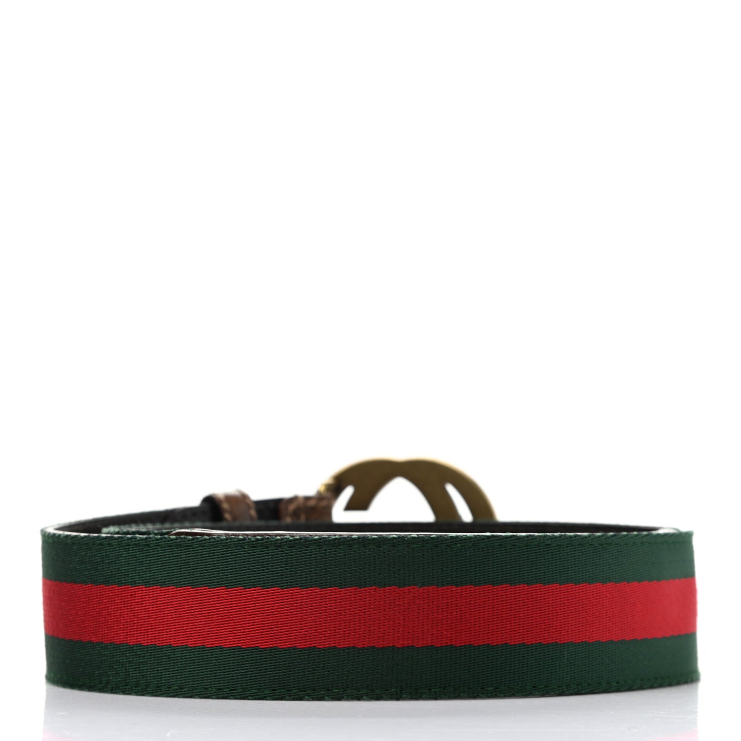 Nylon Calfskin Double G Web Belt 80 32 Green Red Cuir